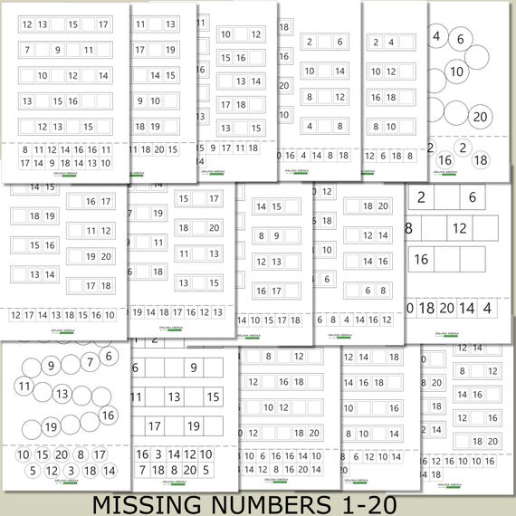 Ordering Numbers Worksheets 1-20, Number Sequencing Cut and Paste