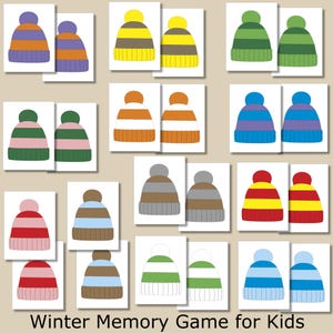 Vintermössor Memory-spel för barn | Utskrivbara matchande kortaktivitet | Förskolespel PDF