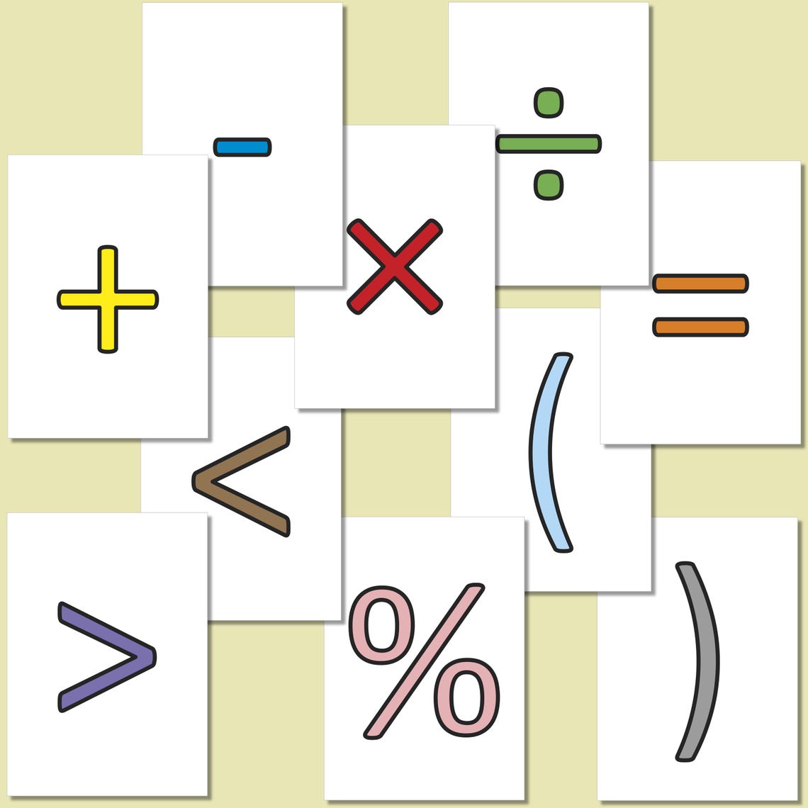 Colorful Numbers & Math Symbols | Printable PDF for Classroom and Early ...