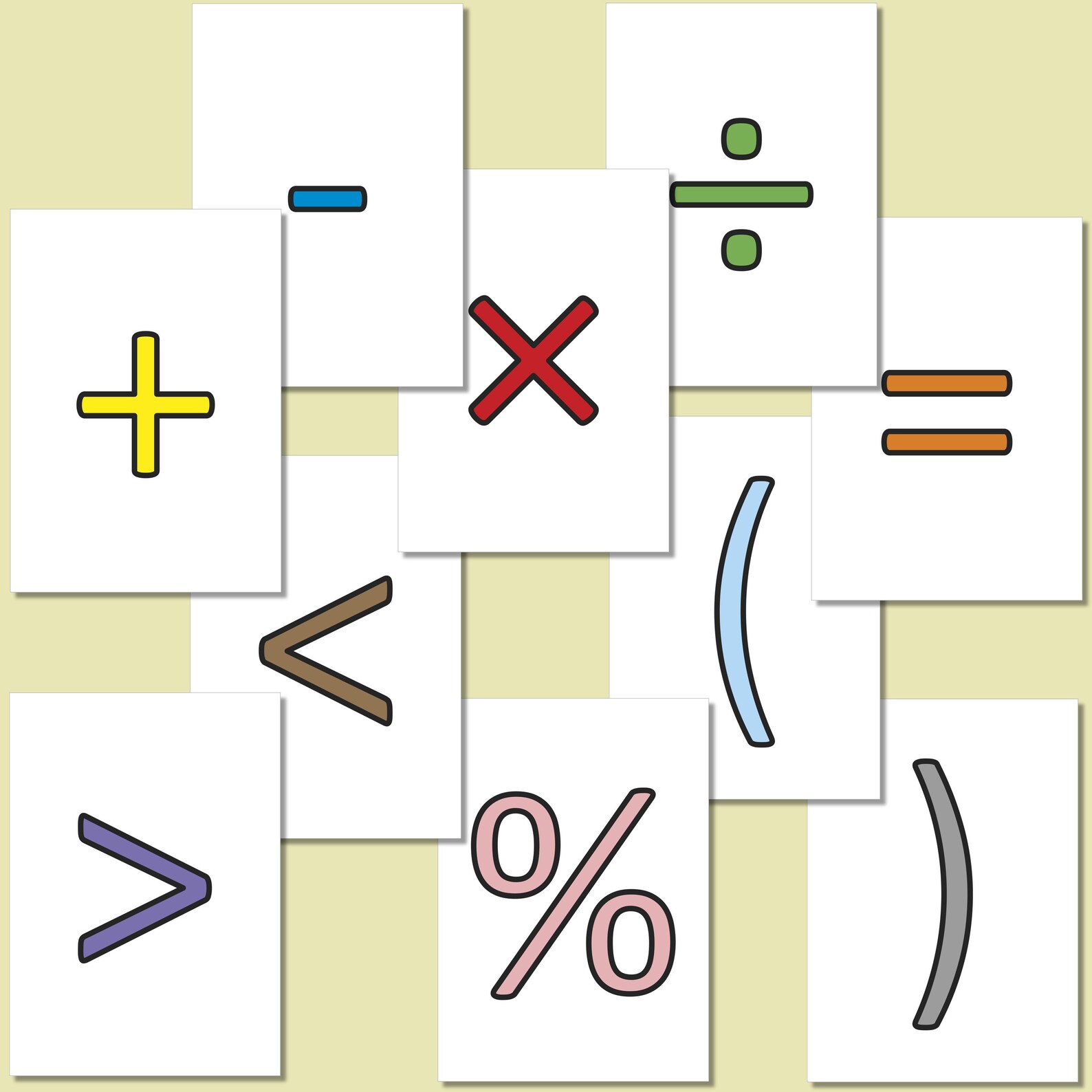 Colorful Numbers & Math Symbols | Printable PDF for Classroom and Early ...