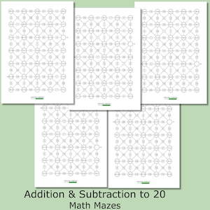 Math Mazes Within 20, Addition & Subtraction Activity, 2nd Grade Printable PDF