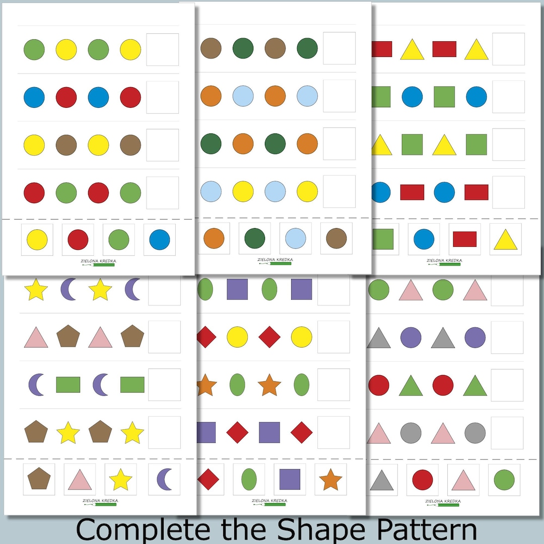 Complete the Shape Pattern | Cut and Paste Activity | Preschool ...