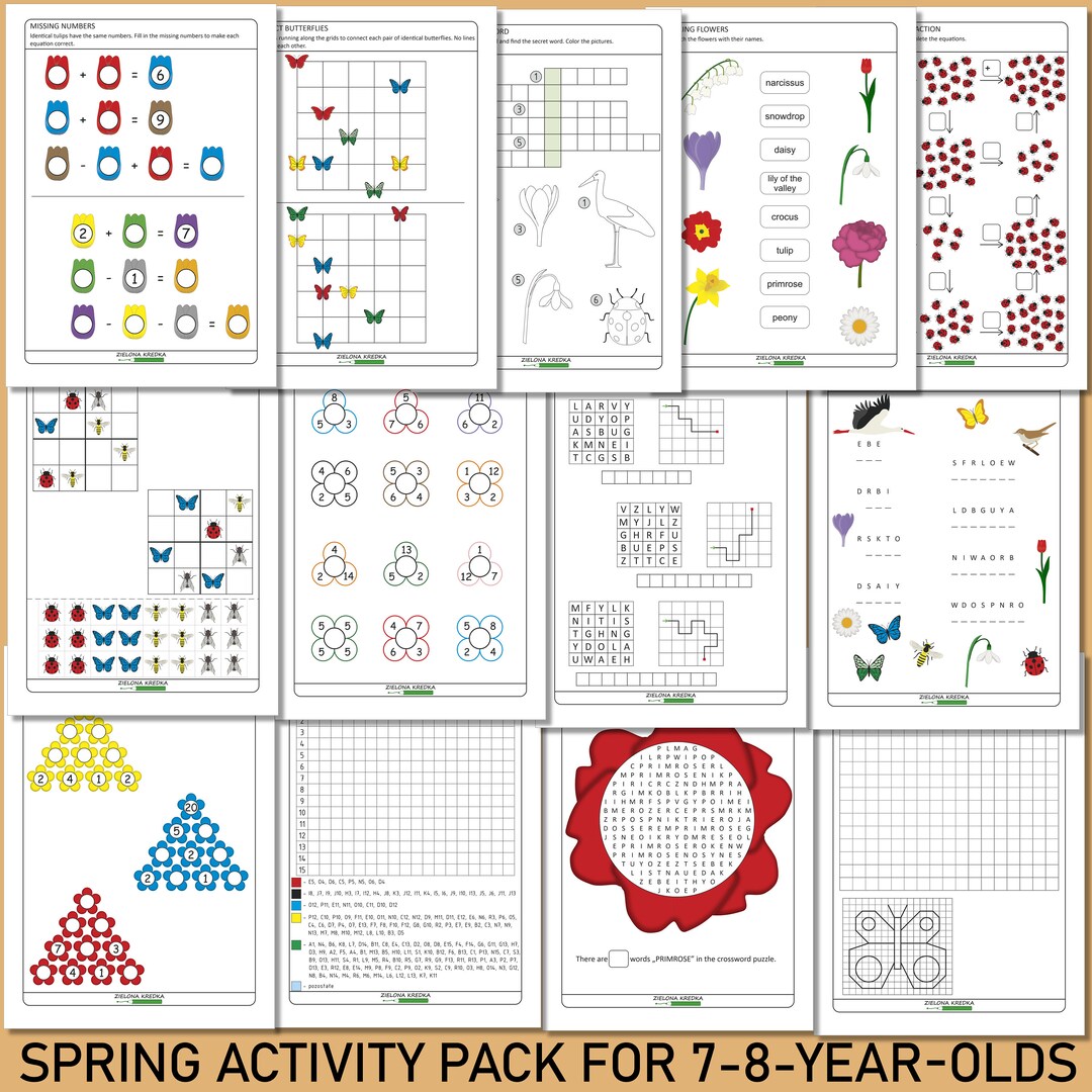Spring Activity Pack, for 7 Year Old, for 8 Year Old, Spring-themed ...