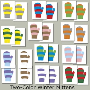 Memoryspel winterwanten | Tweekleurenmatching | Kleuter- en kleuteractiviteit | Pdf