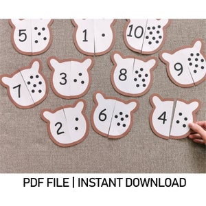 Teddy Bears Counting Puzzle 1–10 | Printable Matching Game for Kids | Preschool Math Activity | Educational PDF Download