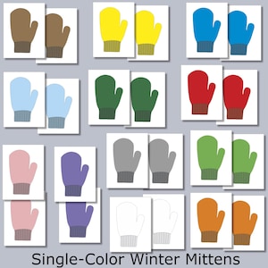 Gra pamięciowa „Zimowe rękawiczki” | Dopasowywanie kolorów | Aktywność dla przedszkolaków | PDF