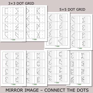 Mirror Image Worksheets, Connect the Dots Activity for Kids, Visual Perception, Spatial Awareness, Printable PDF