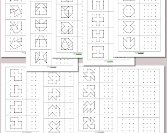 Copy Dot Pattern Worksheets, 4x4 Grid Dot Printable, Visual Motor Activity, OT & Preschool PDF