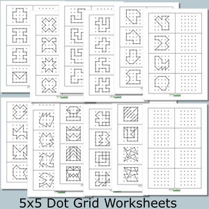 Copy the Pattern Worksheets | 5x5 Dot Grid Activity | Fine Motor & Coding PDF