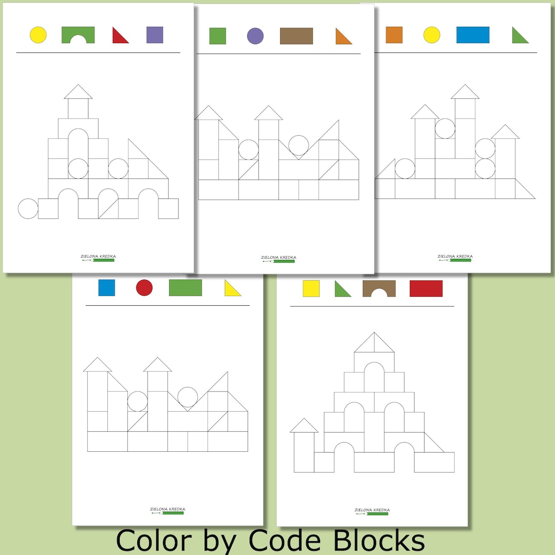 Color by Code Blocks | Preschool Shape & Color Worksheets | Fine Motor ...