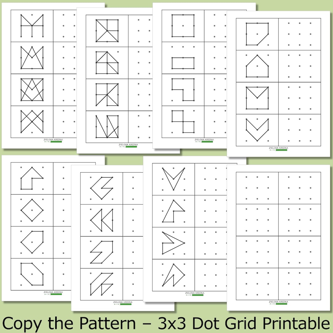 Copy the Pattern Worksheets – Preschool 3x3 Grid Dot Activity, Fine ...