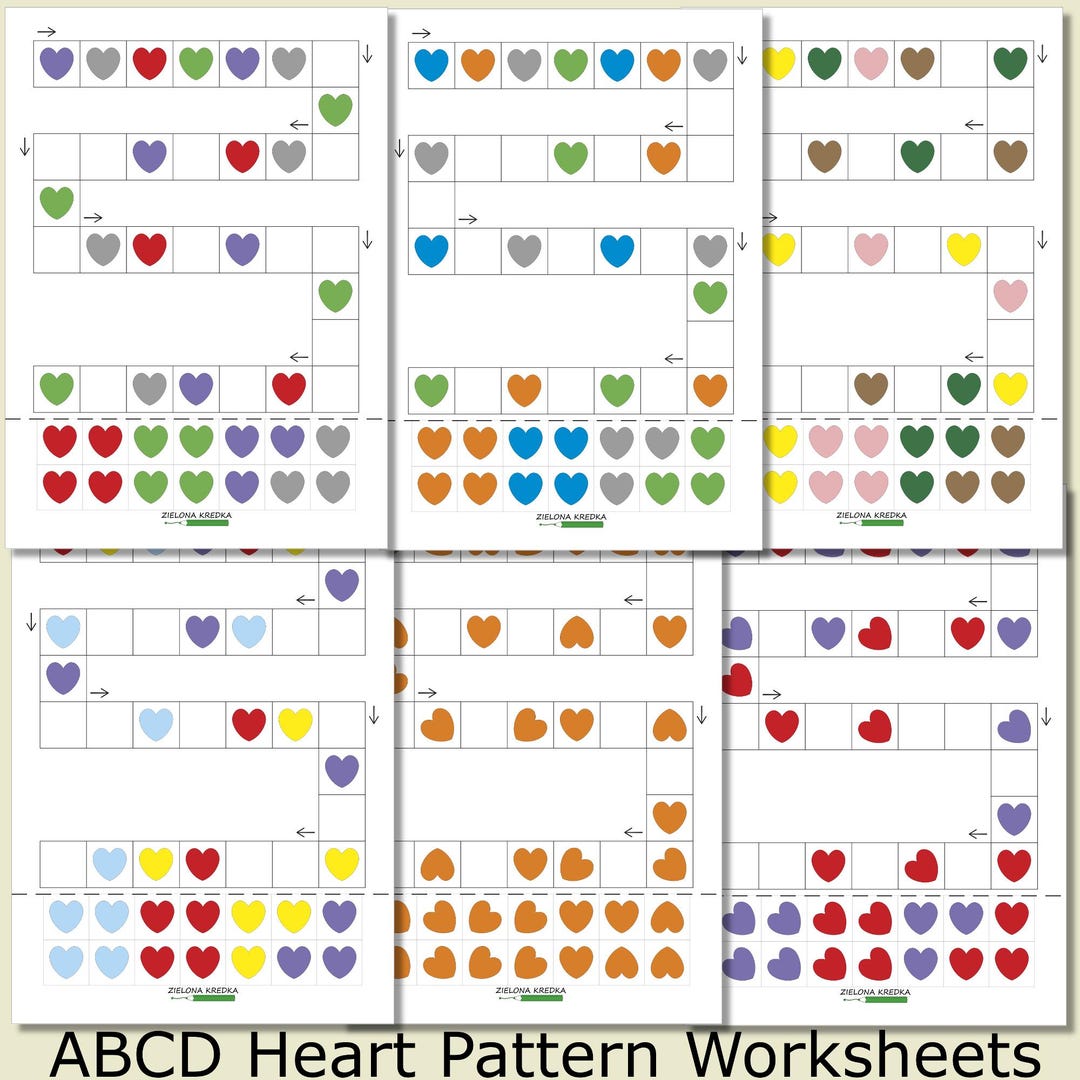 Heart Pattern Worksheets | ABCD Logic Activity | Valentine's ...