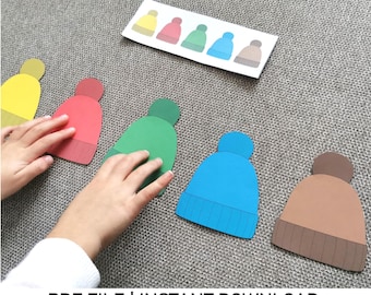 Wintermütze Musterzuordnung | Strickmuster für Kleinkinder | Druckbares logisches Puzzle | Quiet Time-Aktivität | Lern-PDF für Kleinkinder
