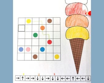 Ice Cream Coding Activity, Logic Game, Preschool Printable PDF