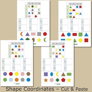 Feuilles de travail sur les coordonnées de forme | Activité mathématique copier-coller pour la maternelle PDF
