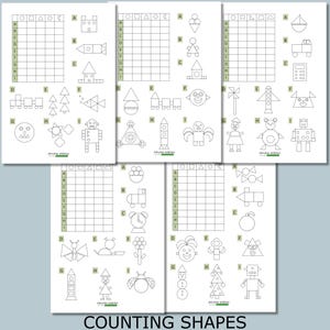 Feuilles de calcul pour le comptage de formes | Activité mathématique pour la maternelle et le préscolaire | Compter les objets PDF imprimable