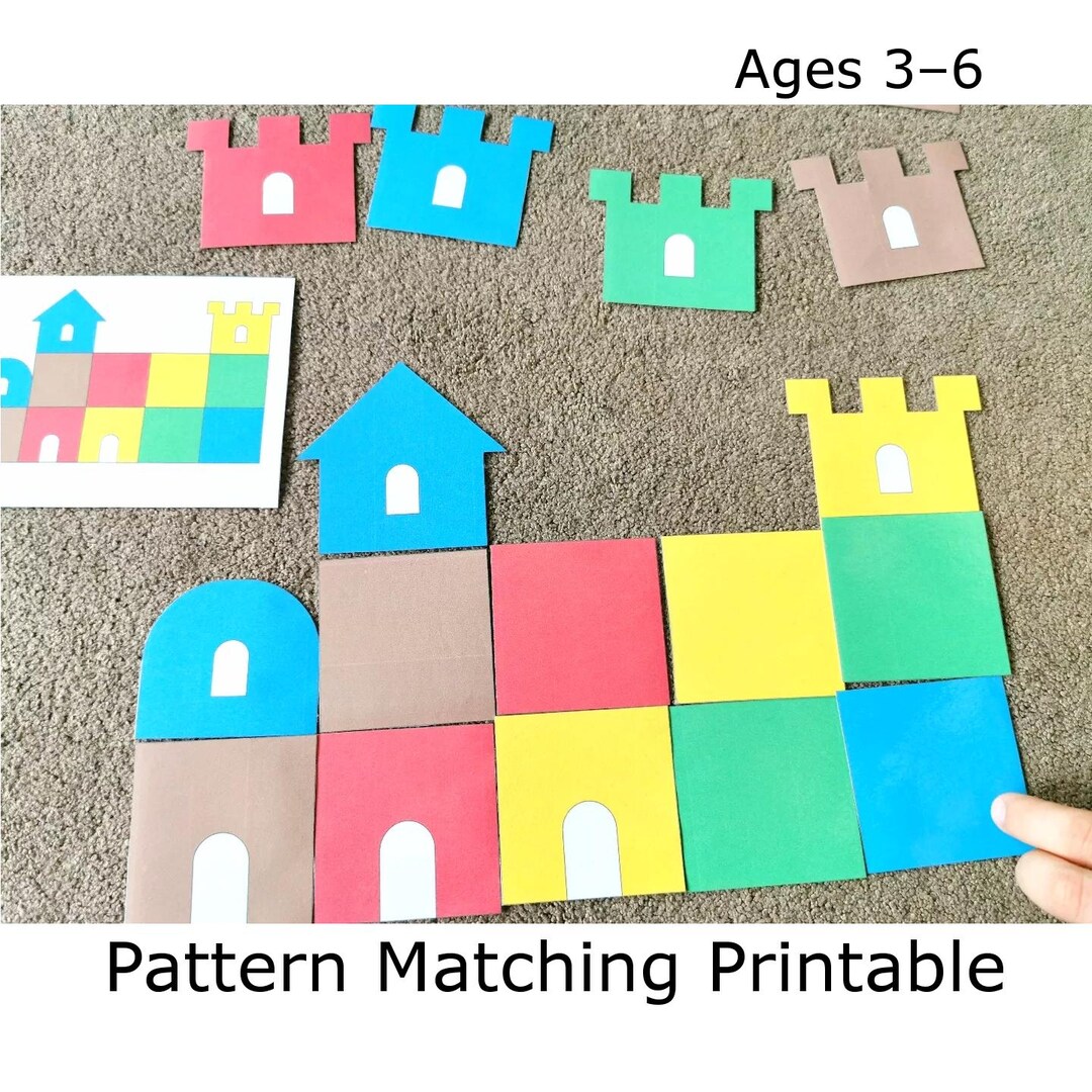 Pattern Matching Printable for Toddlers | Color Pattern Puzzle | Castle ...