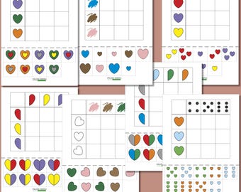 Heart Logic Puzzles for Kids, Cut and Paste Activity, Preschool Printable, Logic Worksheets PDF