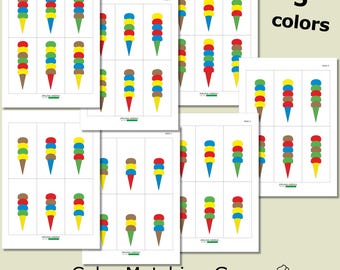Ice Cream Matching Game for Kids | Color Matching Activity Printable | Montessori Preschool Learning