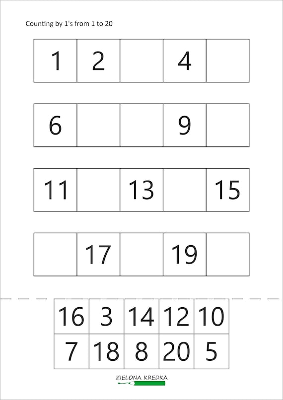 Ordering Numbers Worksheets 1-20, Number Sequencing Cut and Paste