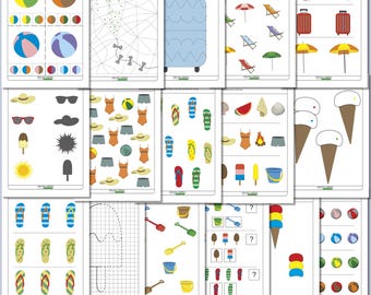 Summer Activities for 3 Year Olds, Printable Preschool Worksheets, Toddler Learning Activities, PDF