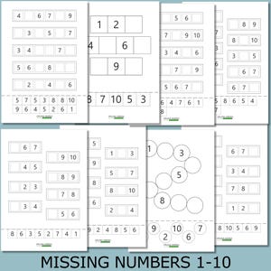 Missing Number Worksheets 1-10 | Cut and Paste Number Ordering Activity | Preschool & Kindergarten Math Printables