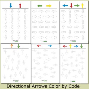 Directional Arrows Color by Code Printable for Preschool & Kindergarten PDF