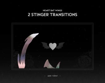 2x Heart Bat Wings Stinger Transition | Dark Elegant Gothic | Black Rose Thorns Animated Twitch Stream Transition | Twitch Assets Overlays