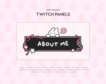 Dark Bunny Twitch Panels | Y2K Cozy Panel Set | Trendy Lofi Cute Gaming Twitch Stream Set Up | Rabbit Coquette Stream
