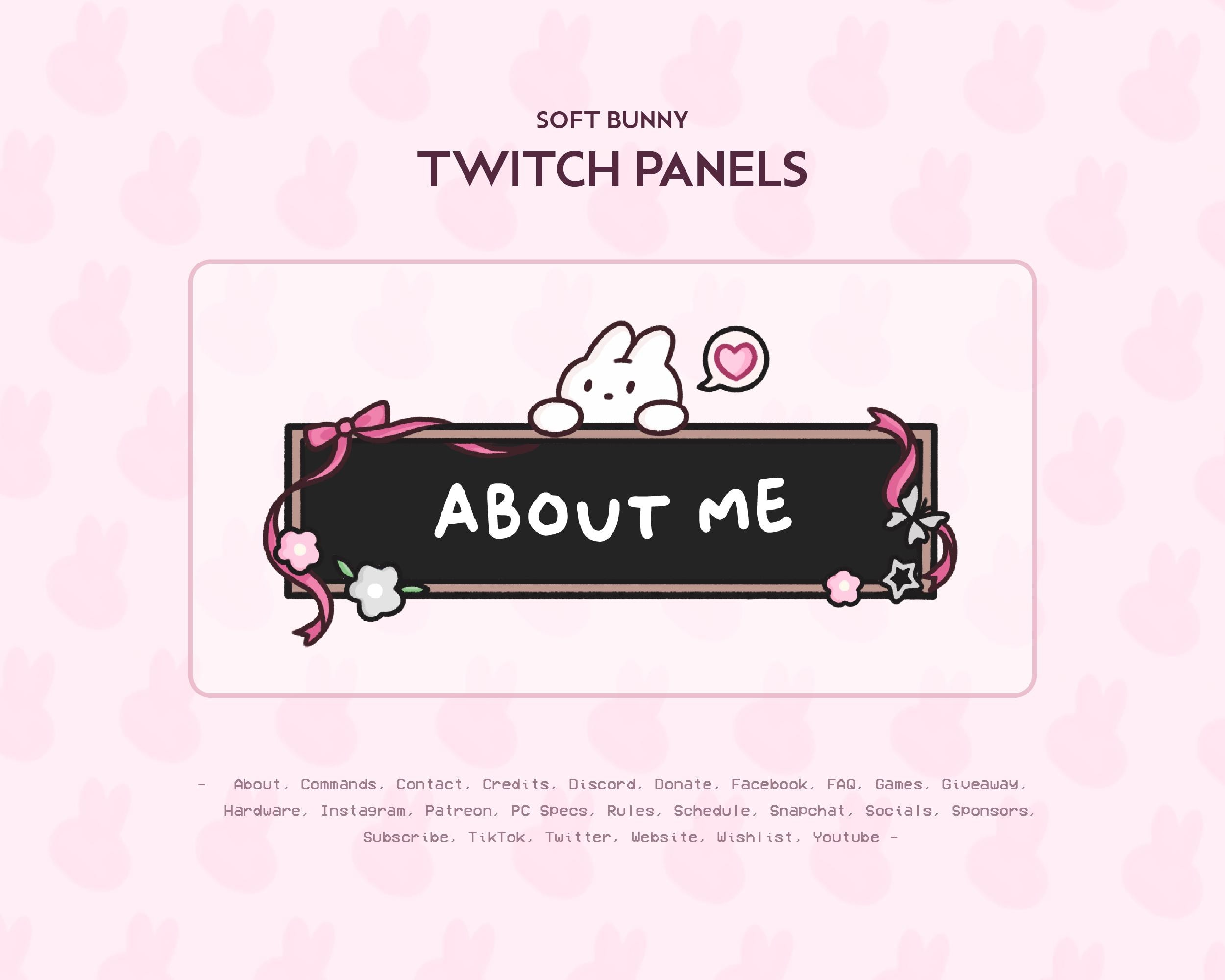 Dark Bunny Twitch Panels Y2K Cozy Panel Set Trendy Lofi Cute Gaming