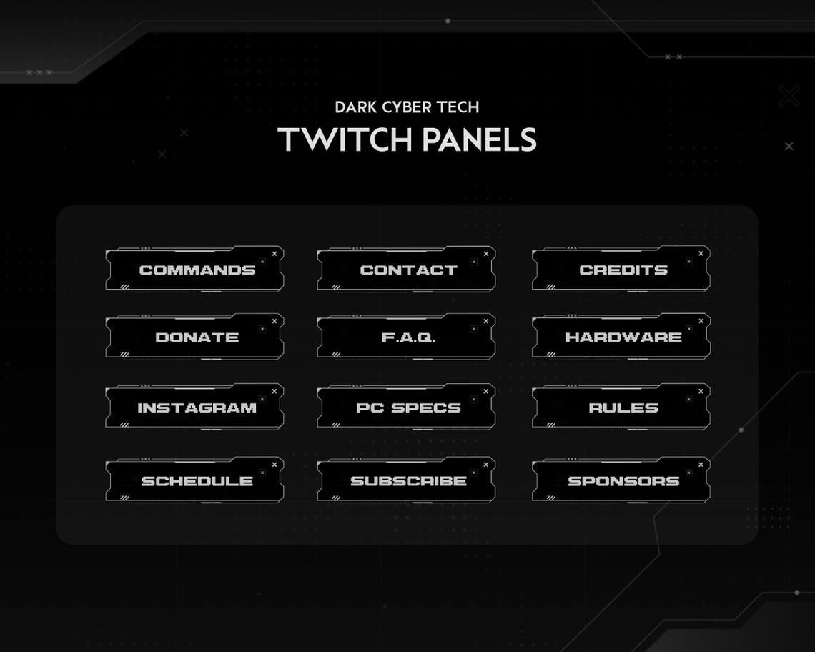 Twitch Pannels R6 Cyber Tech Twitch Panels | Dark Minimal Panel Set | Clean Black Twitch ...