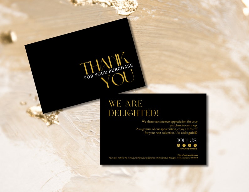 Luxury Black and Gold Thank You Card Template Luxurious Formal Editable ...