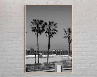 Black and White, Huntington Beach Print, Huntington Beach Art, Huntington Beach Poster, Huntington Beach Photo, Huntington Beach Decor