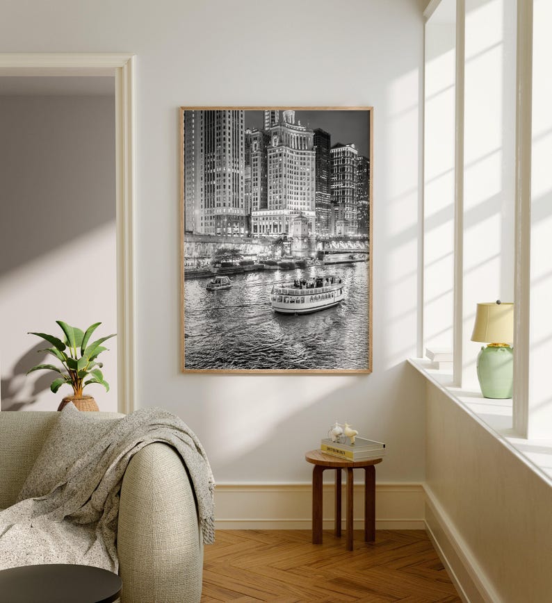 Black and White, Chicago Print, Chicago Wall Art, Chicago Poster, Chicago Photo, Chicago Poster Print, Chicago Wall Decor, Illinois Poster image 2