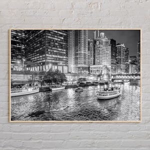 Blanco y negro, Impresión de Chicago, Arte mural de Chicago, Póster de Chicago, Foto de Chicago, Impresión de póster de Chicago, Decoración de pared de Chicago, Póster de Illinois