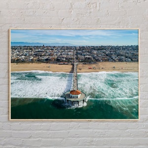 Vraie photo, impression de Manhattan Beach, art mural de Manhattan Beach, affiche de Manhattan Beach, photo de Manhattan Beach, déco de plage de Manhattan