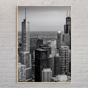 Noir et blanc, impression de Chicago, art mural Chicago, affiche de Chicago, photo de Chicago, impression d'affiche de Chicago, décoration murale de Chicago, affiche de l'Illinois