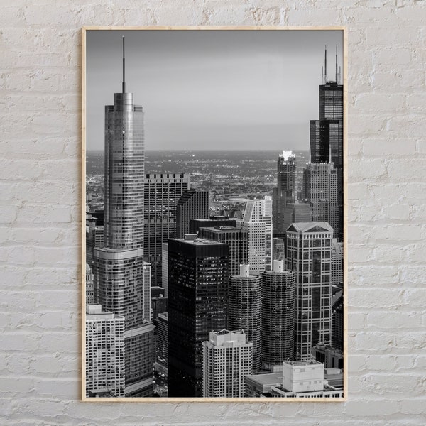 Black and White, Chicago Print, Chicago Wall Art, Chicago Poster, Chicago Photo, Chicago Poster Print, Chicago Wall Decor, Illinois Poster