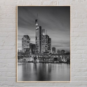 Impresión en blanco y negro de Frankfurt am Main, arte mural de Frankfurt, póster de Frankfurt, fotografía de Frankfurt, impresión de póster de Frankfurt, decoración de Frankfurt