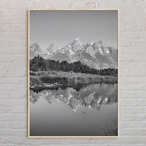 Noir et blanc, impression Jackson Hole, art mural Jackson Hole, affiche Jackson Hole, photo Jackson Hole, décoration murale Jackson Hole, Wyoming