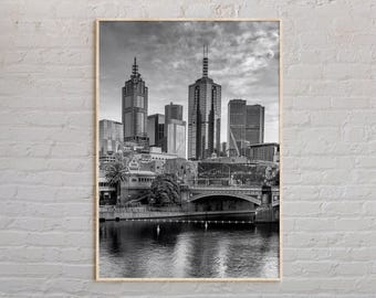 Impresión en blanco y negro de Melbourne, arte mural de Melbourne, póster de Melbourne, foto de Melbourne, impresión de póster de Melbourne, decoración de pared de Melbourne