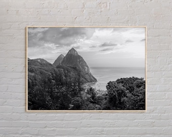 Svartvitt, Saint Lucia-tryck, Saint Lucia-konst, Saint Lucia-affisch, Saint Lucia-foto, Saint Lucia-affischtryck, Saint Lucia-dekor