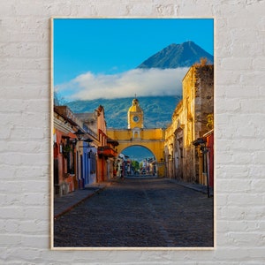 Foto real, impresión de Antigua Guatemala, arte mural de Antigua Guatemala, póster de Antigua Guatemala, foto de Antigua Guatemala, póster de Guatemala