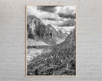 Zwart-wit, Zion National Park-afdruk, Zion Wall Art, Zion-poster, Zion-foto, Zion-posterafdruk, Zion-muurdecoratie, Verenigde Staten afdrukken