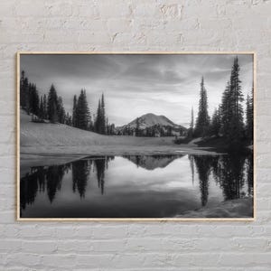 Schwarz und weiß, Mount Rainier Druck, Mount Rainier Wandkunst, Mount Rainier Poster, Mount Rainier Foto, Mount Rainier Wanddekor, USA