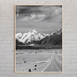 Impresión en blanco y negro de Nueva Zelanda, arte de Nueva Zelanda, póster de Nueva Zelanda, fotografía de Nueva Zelanda, póster impreso de Nueva Zelanda, decoración de Nueva Zelanda