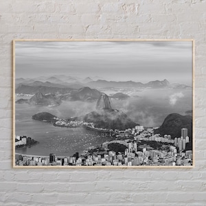 Preto e branco, impressão do Rio de Janeiro, arte da parede do Rio de Janeiro, pôster do Rio de Janeiro, foto do Rio de Janeiro, decoração do Rio de Janeiro, Brasil