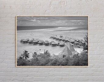 Impresión en blanco y negro de la Polinesia Francesa, arte mural de la Polinesia Francesa, póster de la Polinesia Francesa, foto de la Polinesia Francesa