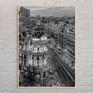 Schwarz und weiß, Madrid Druck, Madrid Wandkunst, Madrid Poster, Madrid Foto, Madrid Poster Druck, Madrid Wanddekor, Spanien Poster, Europa