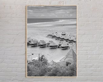 Impresión en blanco y negro de la Polinesia Francesa, arte mural de la Polinesia Francesa, póster de la Polinesia Francesa, foto de la Polinesia Francesa